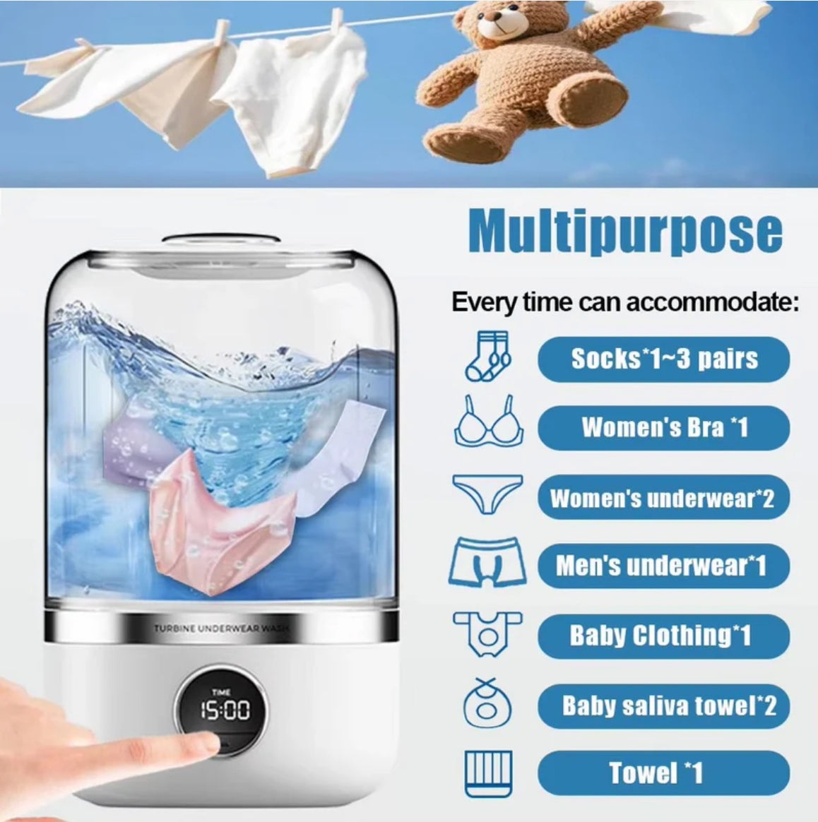 Portable Rechargeable Mini Washing Machine for Underwear